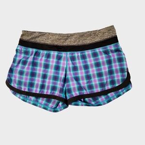 Lululemon Women's Blue Purple Plaid Groovy Run Oasis‎ Ombre Shorts Size 8